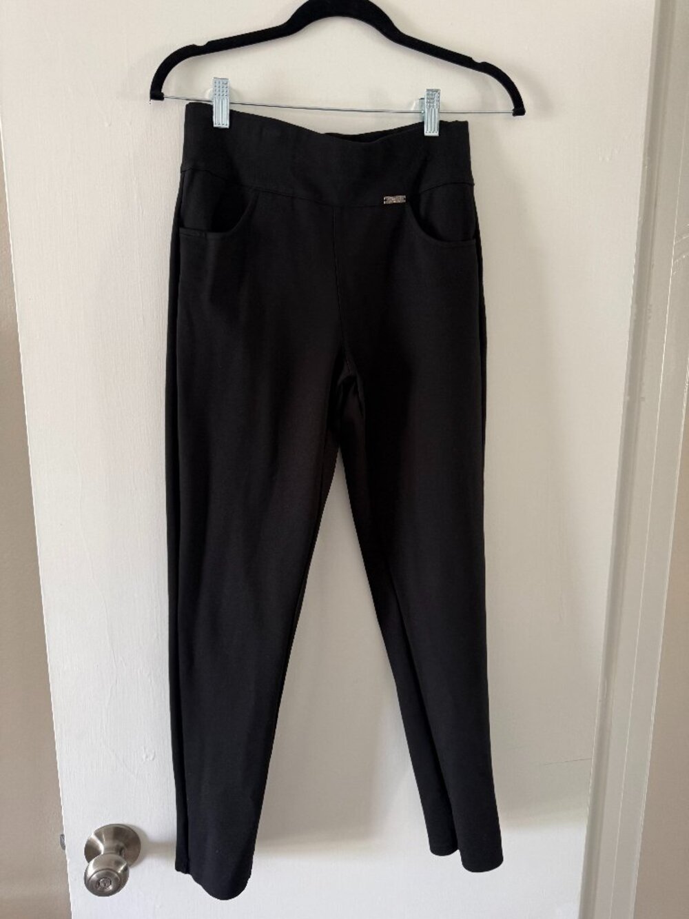 Black Pull-On Slim Fit Work Pants – Women’s (Stretch, Minimalist Style)